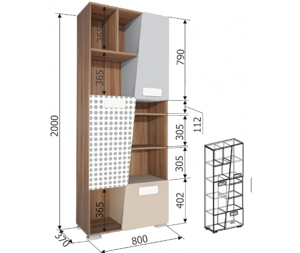 схема с размерами стеллаж серии Слеш