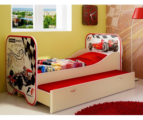 детская кровать с выдвижным спальным местом Формула 1