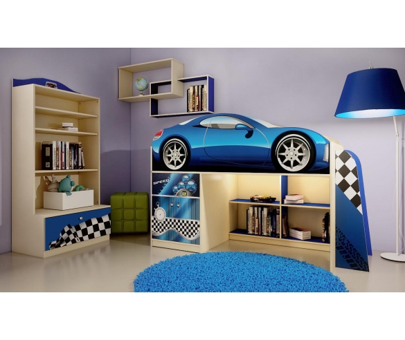 Кровать АвтоДом для детей от 2х лет в виде машины + мебель Фанки Авто 