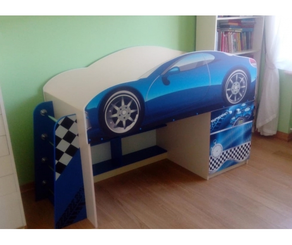 кровать-чердак автодом цвет синий