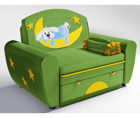 диван зайка зеленого цвета в детскую комнату для малышей 