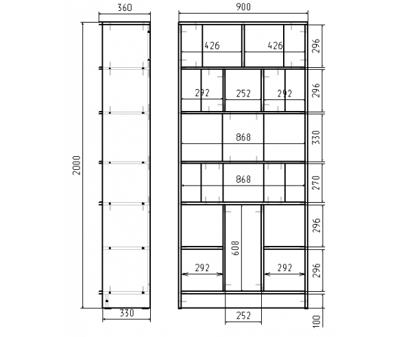 схема и размер детского стеллажа Фанки Кидз 
