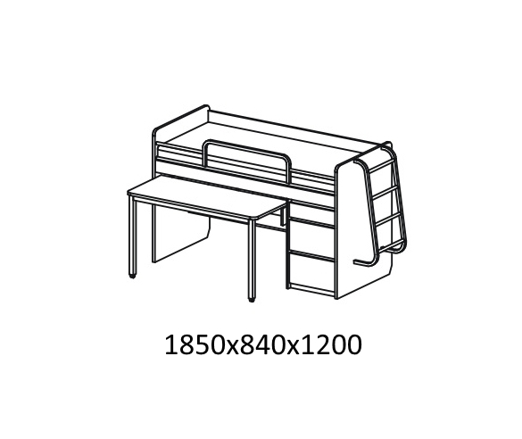 кровать чердак с выдвижным столом 