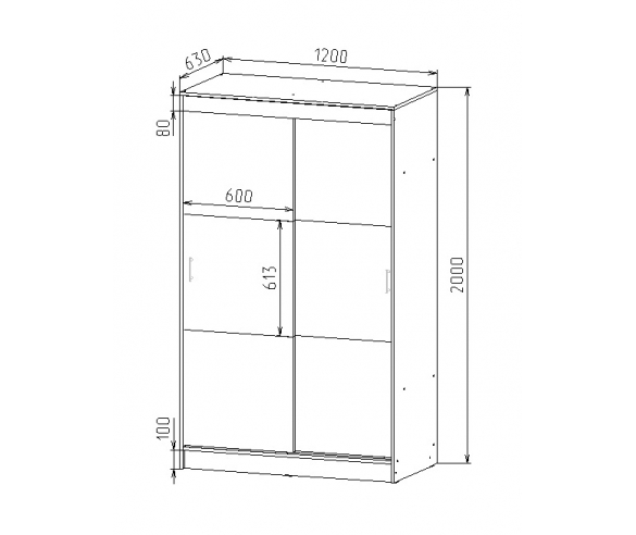 2-х дверный шкаф 13/59 СВ, схема и размеры