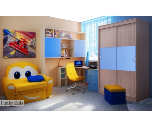 Комната Фанки для мальчика -диван Тачки Молния, мост 13/62, стол 13/63, шкаф купе 13/59