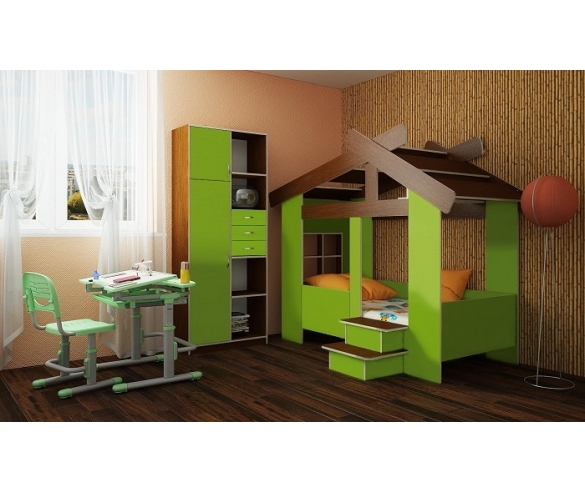 зеленый домик для детей кровать интерактивная