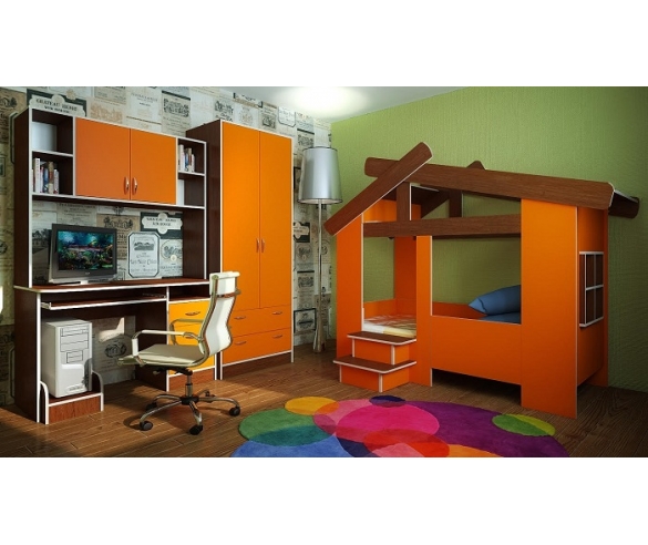 оранжевый домик для детей + мебель серии фанки кидз 