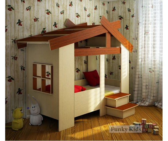 детская крвоать Домик 13/64СВ. Цвет: Орех/Дуб кремона