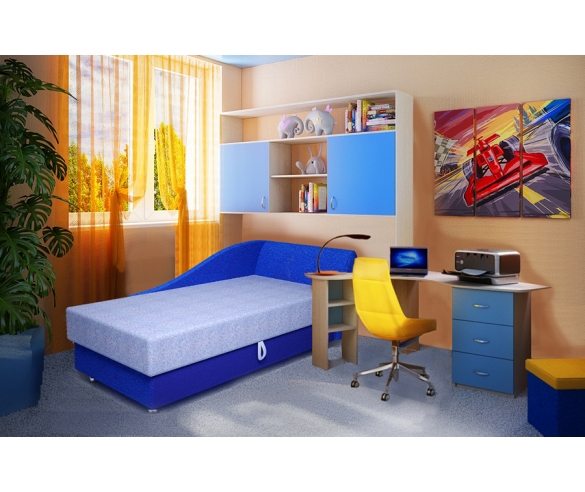 Кушетк Свит в голубом цвете и детская мебель Фанки Кидз: Дуб кремона/Голубой