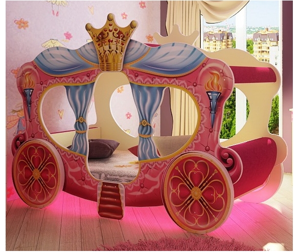 Кровать карета для девочек цвет розовый