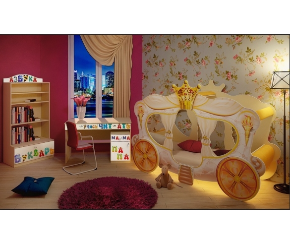 Готовая детская комната с каретой Золушка и мебелью Фанки Бэби Алфавит