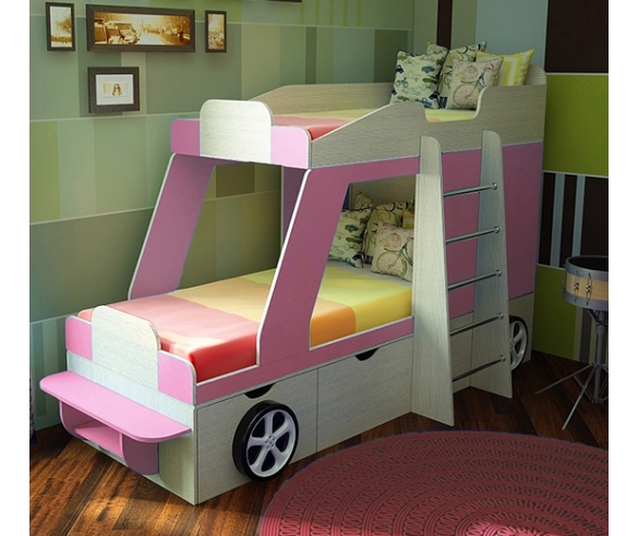детская кровать Джип  цвет розовый кровать для девочек