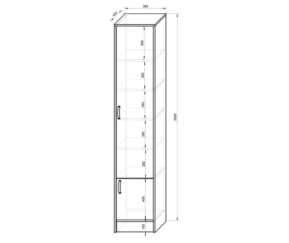 Шкаф-пенал 13/10 СВ - схема и размеры модуля 