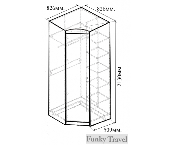 Шкаф угловой Фанки Крем схема рзмеры