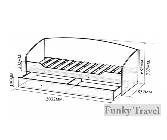 Кровать для детских комнат Фанки Тревел