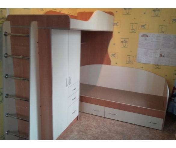 кровать чердак + нижняя кровать модель для детей и подростков мебель для двоих детей фанки кидз