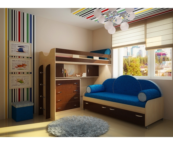 Комплект мебели Фанки Кидз-22 с подушками для детской кровати