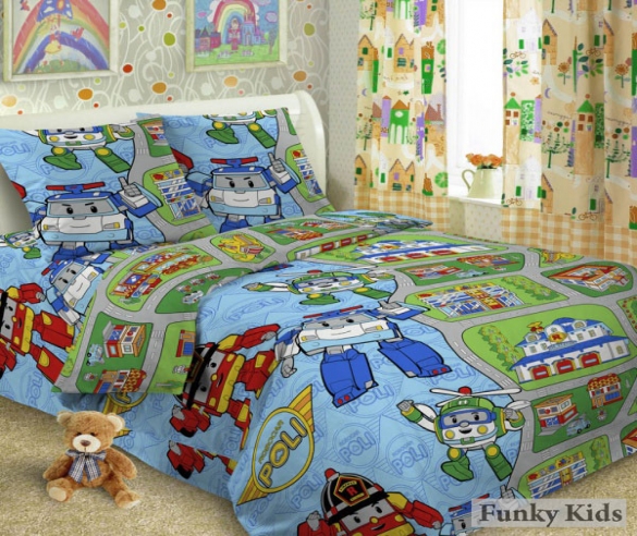 Робокар Полли - комплект постельного белья для детских кроватей 