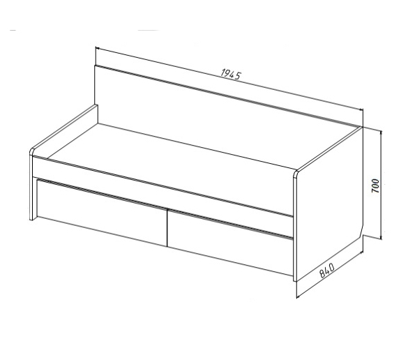 нижняя кровать с размерами и схемой 