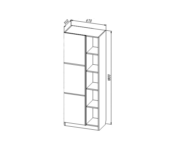 Схема и размеры детского стеллажа серии Твист 