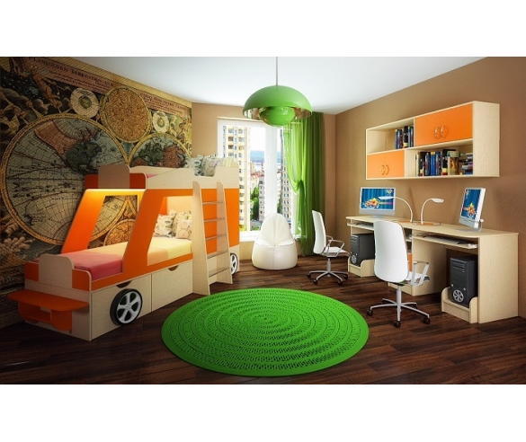 Кровать-машина Джип + стол 13/51 СВ + мост