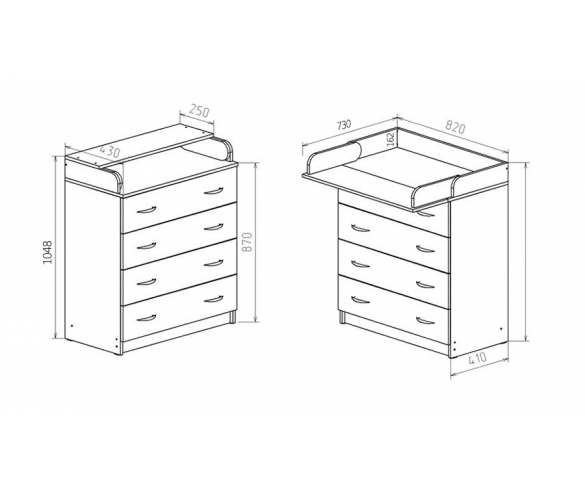 Комод 13/5 и пеленальный столик 13/66 Фанки Кидз - схема и размеры 