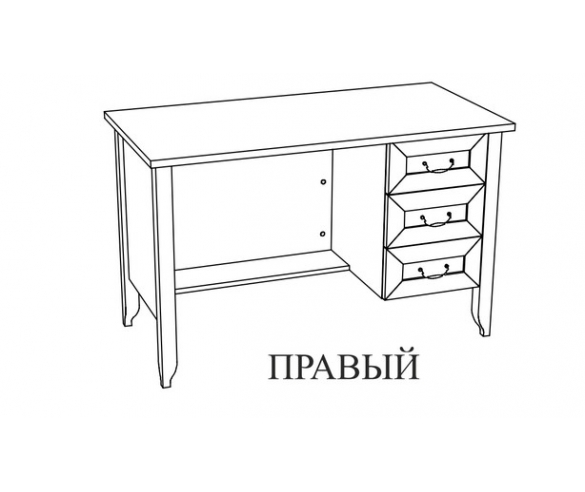 схема и размеры письменного стола Классика с одной тумбой 