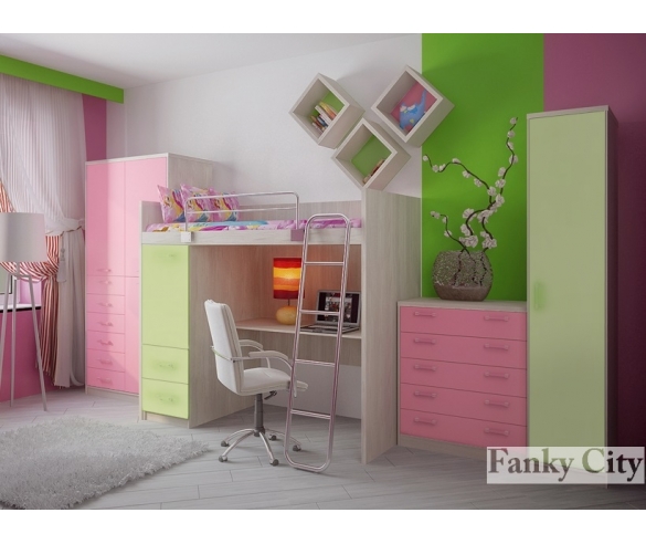 кровать чердак в интерьере Фанки Сити