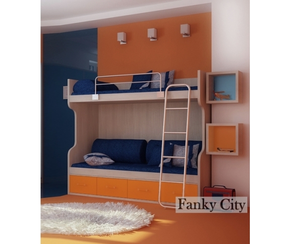 кровать 2-х ярусная фанки сити+металлическая