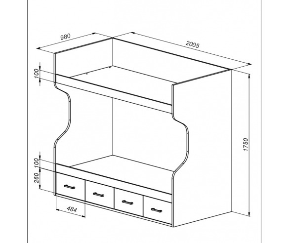 кровать двухъярусная фанки сити схема
