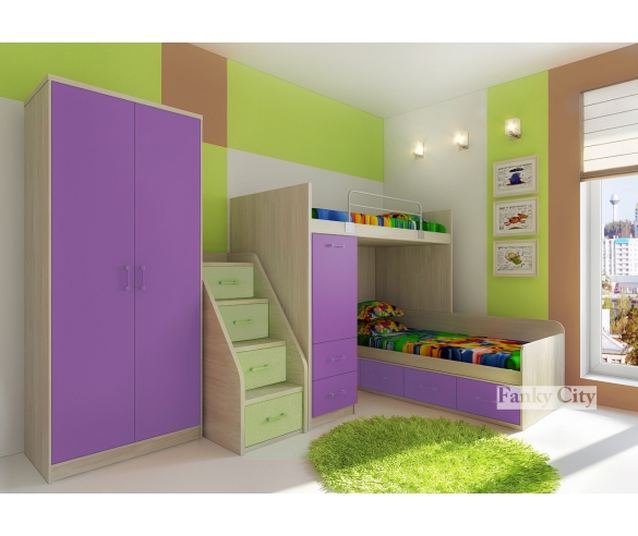 кровать чердак детская Фанки Сити
