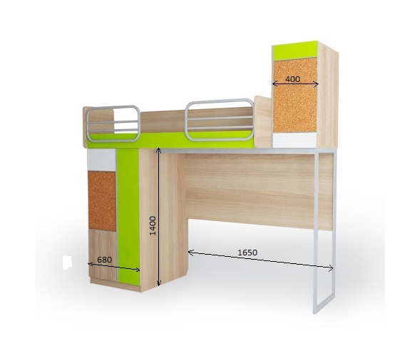 Схема с размерами кровати чердака Твист