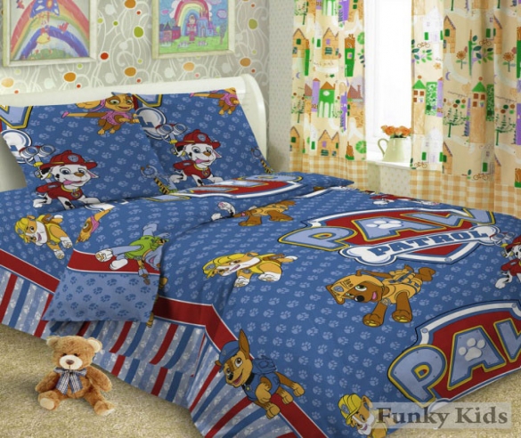 Детское 1,5 спальное постельное белье для детей Щенячий патруль