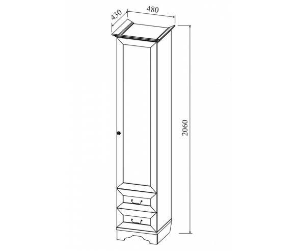 Схема и размеры узкого пенала Классика Карамель от фабрики 38 попугаев 