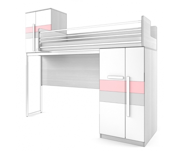 Кровать Твист Олли со сплошным бортиком вверху, цвет розовый/