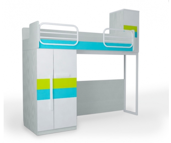 Кровать с нишей Твист Олли, цвет лайм/топаз