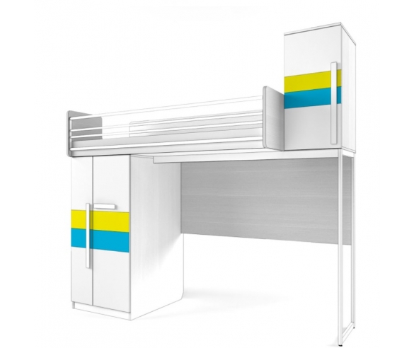 Кровать с нишей Твист Олли, цвет лайм/топаз