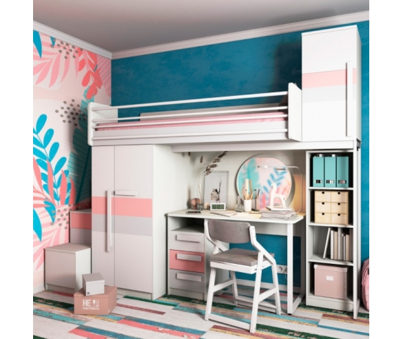 Комплект мебели Твист Олли для двоих детей, цвет розовый/серый.