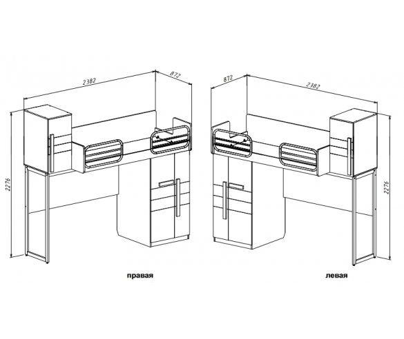 кровать чердак малый твист олли