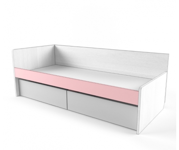 Кровать с ящиками Твист Олли, цвет розовый с серым