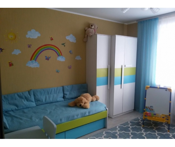 Шкаф пенал с полками Твист Олли, цвето лайм/топаз