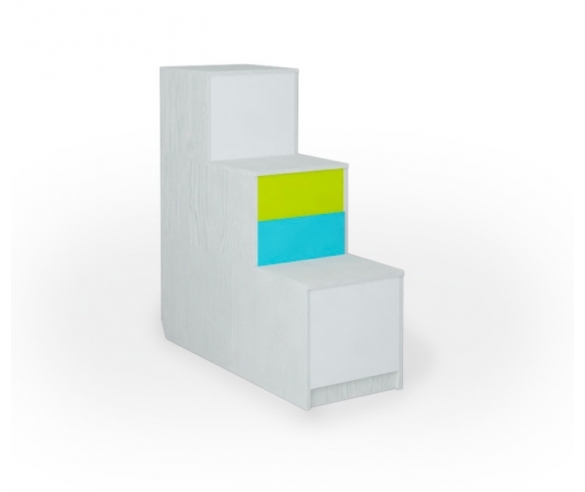 Тумба лестница с ящиками, цвет лайм/серый