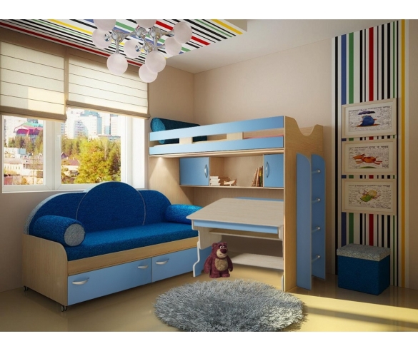 Растущая парта ВР 016 + кровать чердак Фанки кидз 22 + кровать нижняя 13/53 СВ 