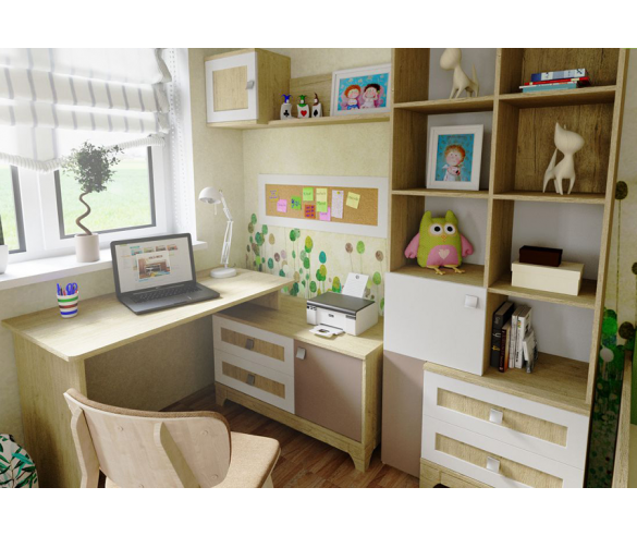 серия детской мебели Индиго - полка с ящиком для хранения 