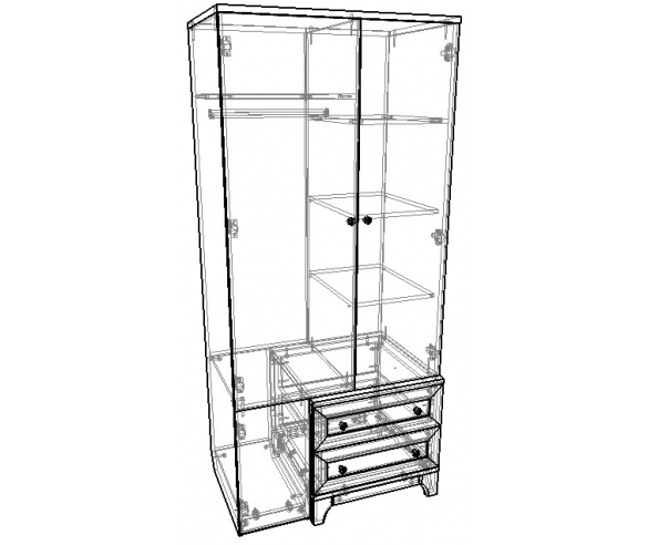 схема двухдверного шкафа серии Индиго 