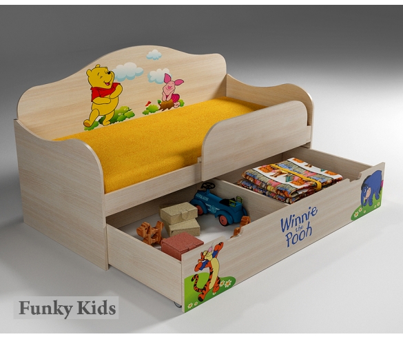 Детская кровать Фанки Бэби с ящиком для игрушек и белья 