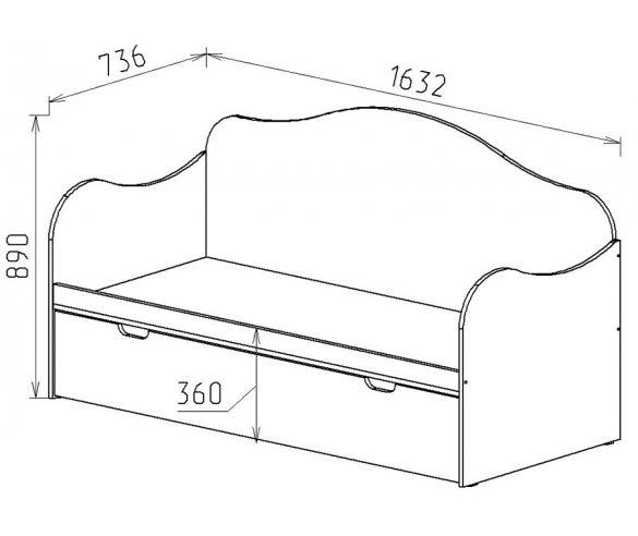 Схема детской кровати с размерами 