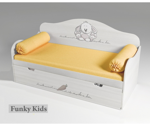 Подушки-валики и покрывало на низкие кровати, цвет желтый