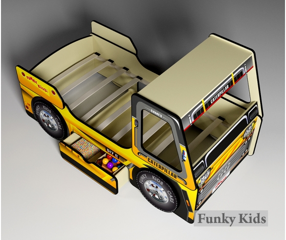 Детская кровать-машина Самосвал с ортопедической решеткой 