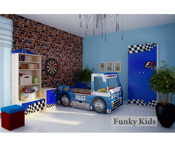 Готовая комната для детей Фанки Авто и кровать-машина Полиция